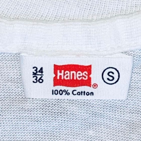 เสื้อยืดคอกลมแขนสั้น ผ้าร้อยเก่า บาง นิ่มมาก สีขาว กระเป๋าหน้าเหลี่ยม มน ไม่มีสกรีน ป้ายคอ Hanes ยุค 1960's ป้ายแขวน ไซซ์ S รูปที่ 5