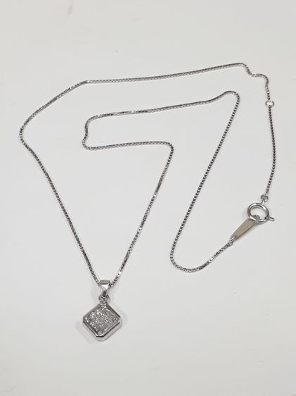 (138) สร้อยคอ PT 850 จี้เพชร princess แท้ 12 เม็ด รูปที่ 3