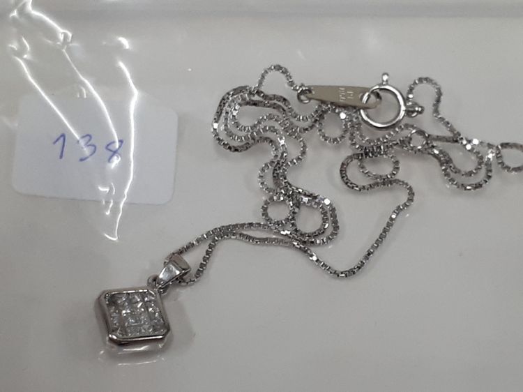 (138) สร้อยคอ PT 850 จี้เพชร princess แท้ 12 เม็ด รูปที่ 9
