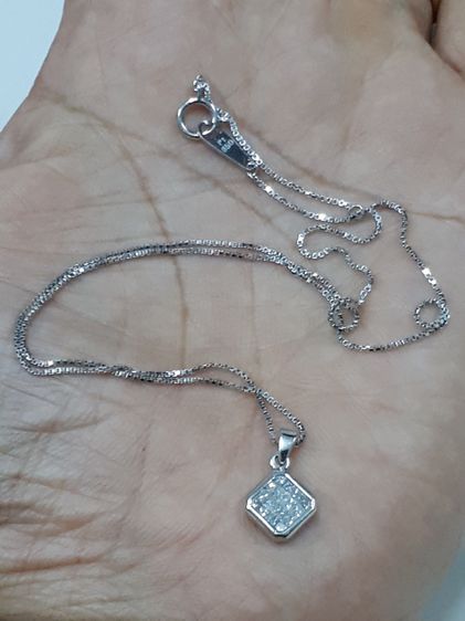 (138) สร้อยคอ PT 850 จี้เพชร princess แท้ 12 เม็ด รูปที่ 7