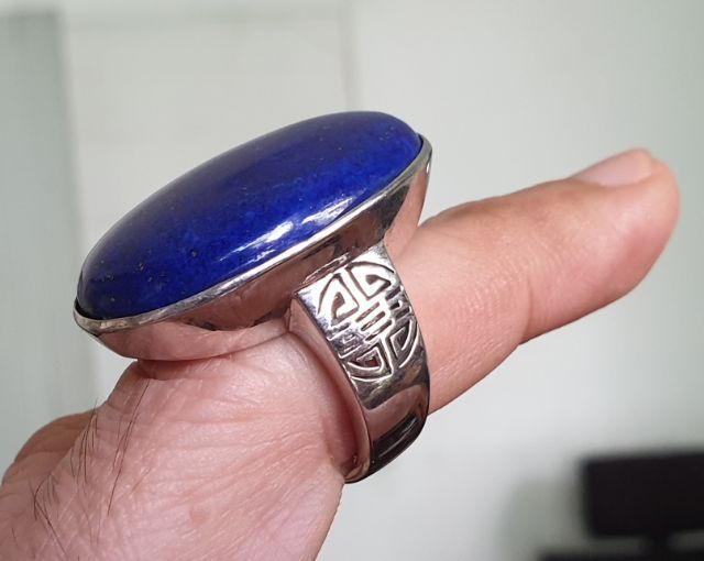 แหวนเงินแท้หินมงคลลาพิสลาซูลี่แท้ เกรด A รูปที่ 4