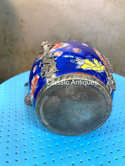 กาน้ำชา กระเบื้องหุ้มกะไหล่เงิน รูปที่ 7