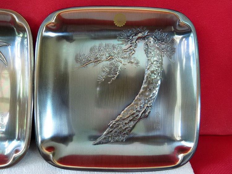 จาน ทองเหลือง ลายต้นไม้ รวม 3 ใบ รูปที่ 4