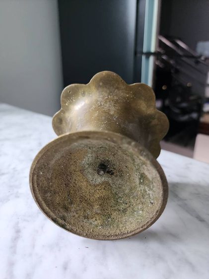 ถ้วยเก่า ทองเหลือง เดิมๆ เก่าเก็บ กีบบัว หายาก วินเทจ โบราณ สภาพดี รูปที่ 6