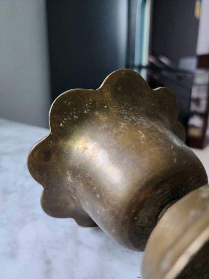 ถ้วยเก่า ทองเหลือง เดิมๆ เก่าเก็บ กีบบัว หายาก วินเทจ โบราณ สภาพดี รูปที่ 4