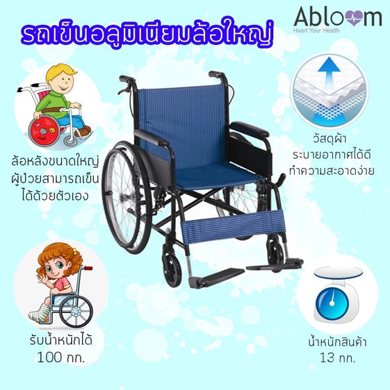 Abloom รถเข็น ผู้ป่วย อลูมิเนียมอัลลอยด์ น้ำหนักเบา Aluminum Lightweight Foldable Wheelchair รูปที่ 8