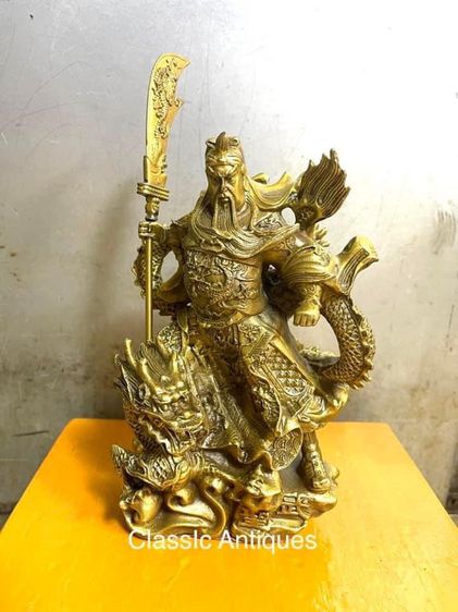 เทพเจ้า กวนอูขี่มังกรทองเหลือง A18 รูปที่ 2