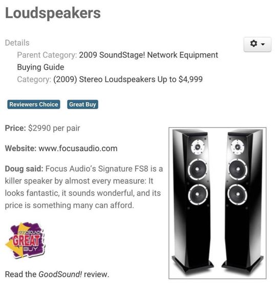 ขายลำโพงตั้งพื้นไฮเอนด์เสียงดี สภาพเยี่ยม ของครบ  Focus Audio Signature Series FS8 Floorstanding Loudspeakers  รูปที่ 5