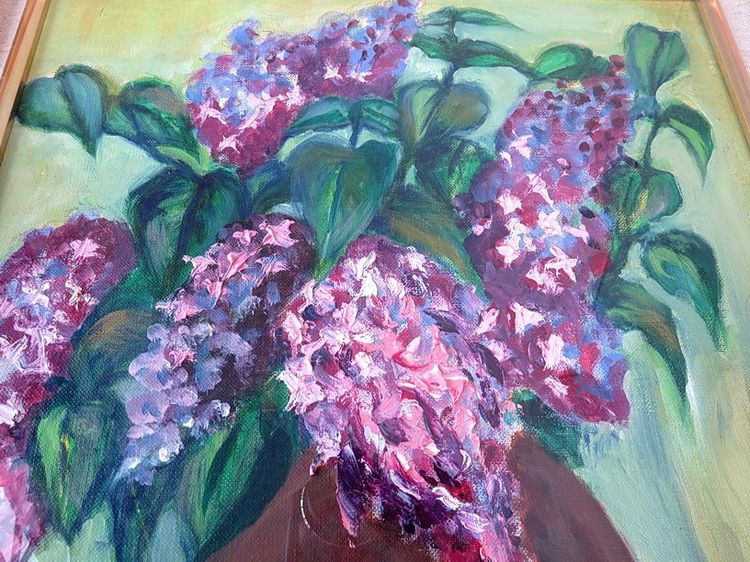 ภาพ ดอกไม้แจกัน ภาพวาดสีน้ำมัน บนผ้าใบ รูปที่ 5