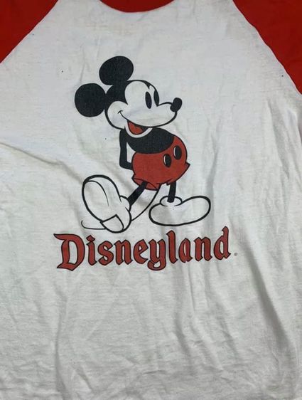 เสื้อยืดมิกกี้เมาส์แขนแดง Disneyland ผ้าบาง 50 50 ป้ายคอ Disney รูปที่ 2