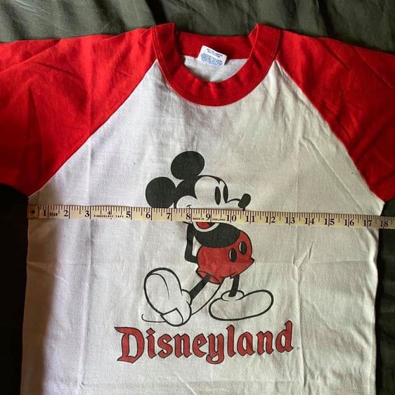 เสื้อยืดมิกกี้เมาส์แขนแดง Disneyland ผ้าบาง 50 50 ป้ายคอ Disney รูปที่ 6