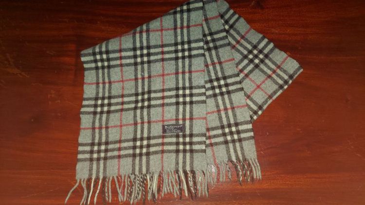 ผ้าพันคอ Burberry ผ้าวูล สีเทา รูปที่ 5
