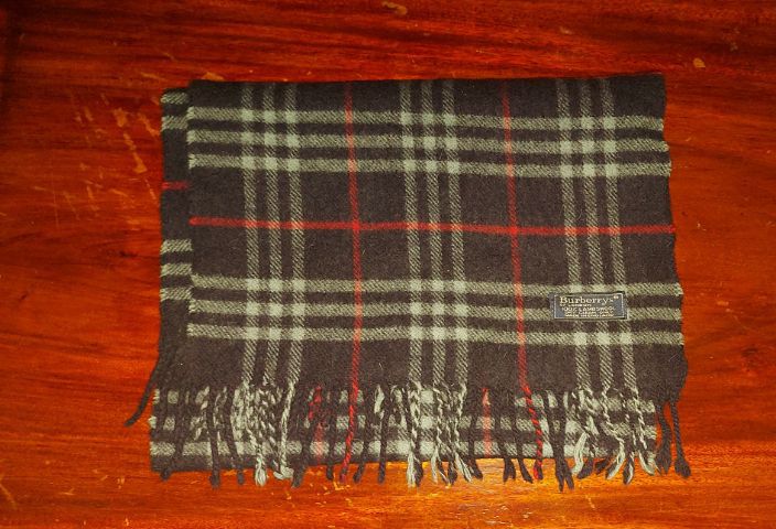 ผ้าพันคอ Burberry ผ้าวูล สีน้ำน้ำเงิน รูปที่ 4