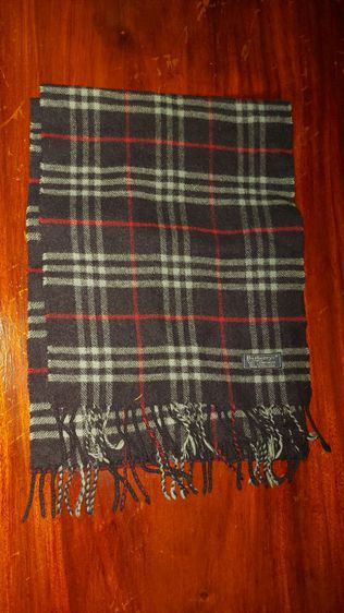 ผ้าพันคอ Burberry ผ้าวูล สีน้ำน้ำเงิน รูปที่ 2