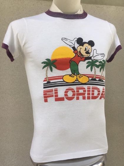 เสื้อยืดมิกกี้เมาส์ วิวทะเล FLORIDA The Walt Disney Company คอจั๊ม แขนจั๊ม MICKEY MOUSE FLORIDA Ringer T Shirt ผ้า 50 50 ป้ายคอ Sherry รูปที่ 6