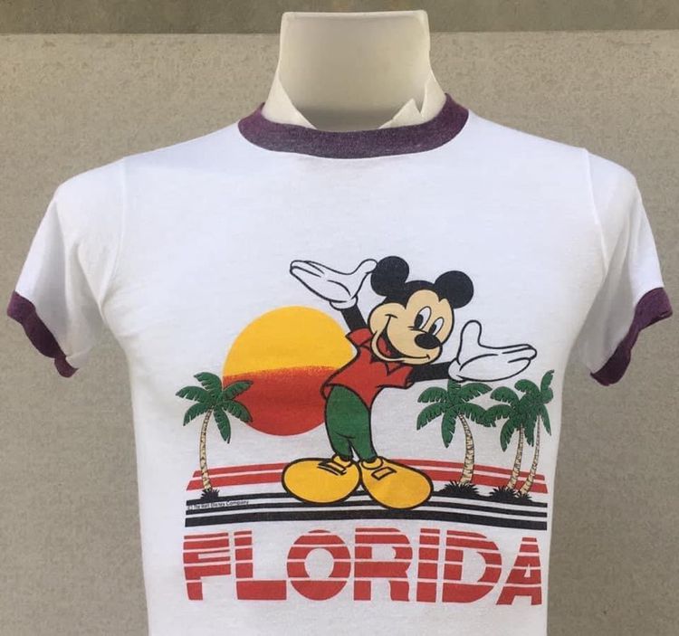 เสื้อยืดมิกกี้เมาส์ วิวทะเล FLORIDA The Walt Disney Company คอจั๊ม แขนจั๊ม MICKEY MOUSE FLORIDA Ringer T Shirt ผ้า 50 50 ป้ายคอ Sherry รูปที่ 5