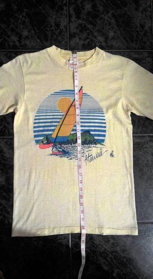 เสื้อยืดคอกลมแขนสั้น ผ้าบาง สกรีนลาย เรือใบ วิวทะเล HAWAII ตอกนกแก้ว POLY TEES HAWAII ผ้า 50 50 ป้ายคอ t-crew Sunstrokes รูปที่ 9
