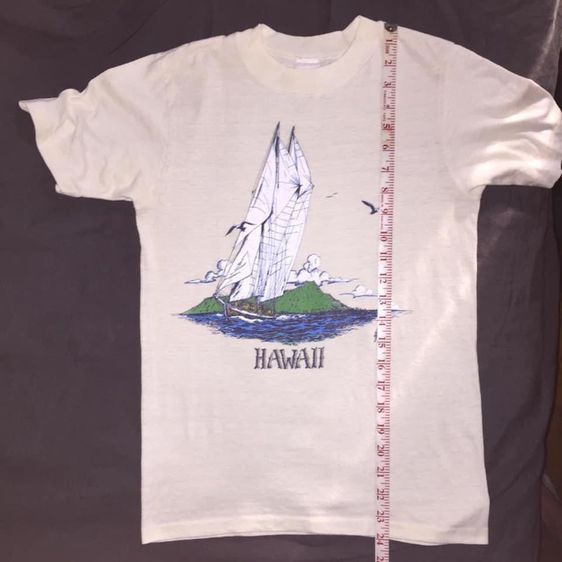 เสื้อยืดคอกลมแขนสั้น ผ้าบาง สกรีนลาย เรือใบ วิวทะเล HAWAII ตอกนกแก้ว POLY TEES HAWAII ผ้า 50 50 ป้ายคอ t-crew Sunstrokes รูปที่ 16