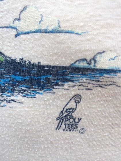 เสื้อยืดคอกลมแขนสั้น ผ้าบาง สกรีนลาย เรือใบ วิวทะเล HAWAII ตอกนกแก้ว POLY TEES HAWAII ผ้า 50 50 ป้ายคอ t-crew Sunstrokes รูปที่ 5