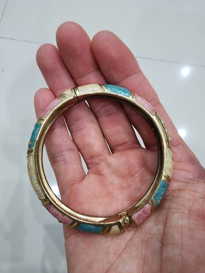 กำไล รุ่นเก่า ลงยา งานเก่า โบราณ วินเทจ หายาก เดิมๆ คู่ 2 ชิ้น กำไลข้อมือเก่า รูปที่ 2