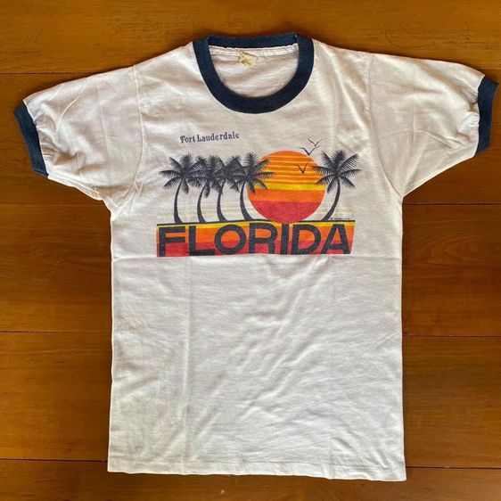 เสื้อยืดผ้าบางลายวิวทะเล Fort Lauderdale FLORIDA ตอก SHERRY MFG คอจั๊ม แขนจั๊ม ป้ายคอ SCREEN STARS รูปที่ 2