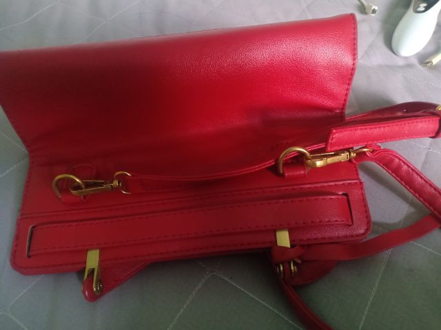 กระเป๋าสะพายสีแดงหนังแท้ รูปที่ 5
