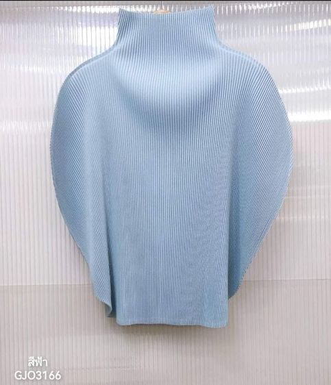 อื่นๆ เสื้อเชิ้ตและเสื้อผู้หญิง ฟรีไซส์ แขนสั้น ส่งต่อ เสื้อพลีท สีฟ้า