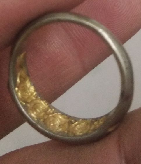 4149-แหวนเนื้อทองเหลืองเก่า กะไหล่ทอง ขนาดเส้นผ่าศูนย์กลางประมาณ 17 มม รูปที่ 16