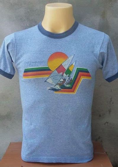 เสื้อยืดผ้าบาง  ทรายฟ้า ลายคนเล่นวินด์เซิร์ฟ Fort Lauderdale Florida คอจั๊ม แขนจั๊ม ผ้า 50 50 ป้ายคอ Sherry รูปที่ 2