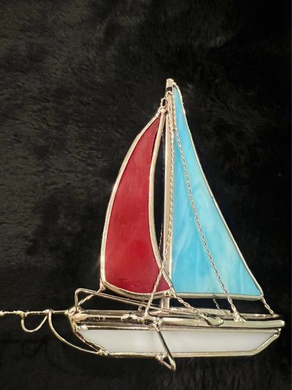 เรือใบ กระจกสเตนกลาสในเฟลมลวด งานแฮนเมด ออสเตรเลีย นำเข้า  รูปที่ 2