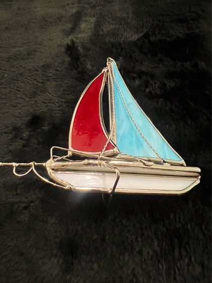เรือใบ กระจกสเตนกลาสในเฟลมลวด งานแฮนเมด ออสเตรเลีย นำเข้า  รูปที่ 5
