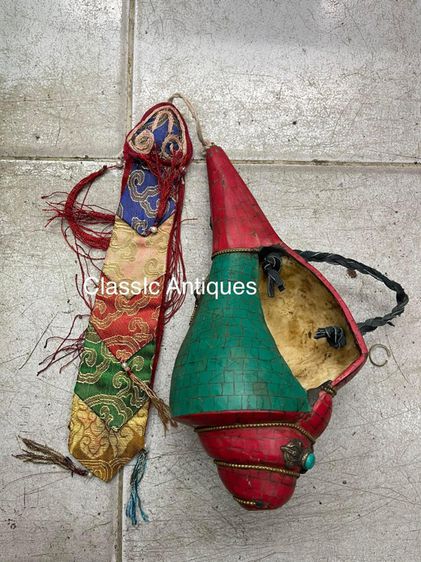 หอยสังข์  เวียนขวาหุ้มกะไหล่เงินประดับหินA9 รูปที่ 2