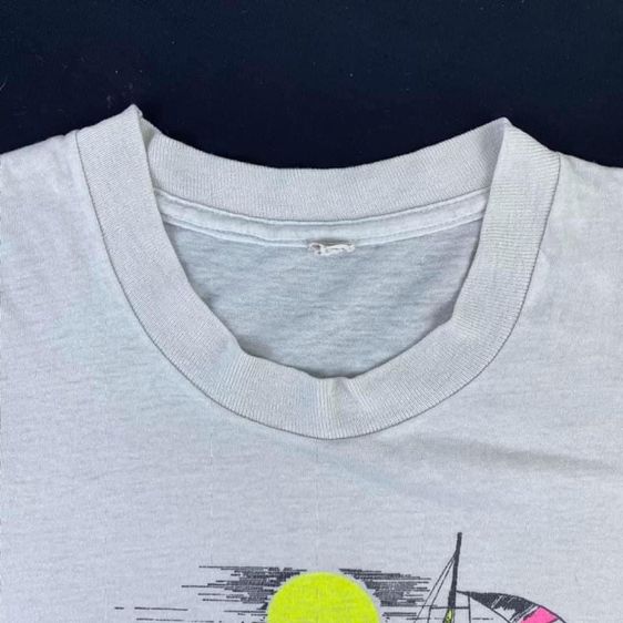 เสื้อยืดผ้าบาง สกรีนลาย วิวทะเล เรือใบ ต้นมะพร้าว พระอาทิตย์ JACKSONVILLE FLORIDA ผ้า 50 50 ป้ายคอ คอ SCREEN STARS รูปที่ 5