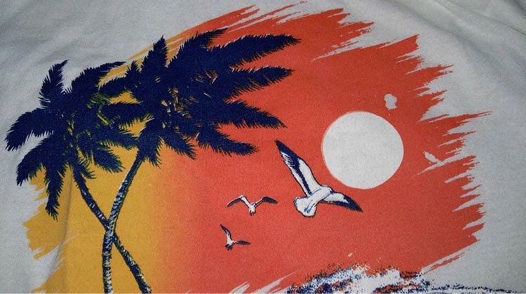 เสื้อยืดผ้าบาง สกรีนลาย วิวทะเล Ocean City ตอก 1986 HGG Air Waver ผ้า 50 50 ป้ายคอ SCREEN STARS รูปที่ 7