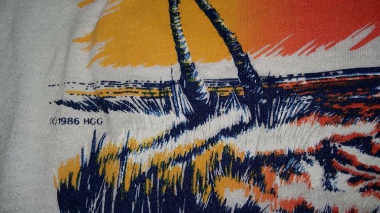 เสื้อยืดผ้าบาง สกรีนลาย วิวทะเล Ocean City ตอก 1986 HGG Air Waver ผ้า 50 50 ป้ายคอ SCREEN STARS รูปที่ 4