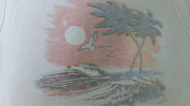 เสื้อยืดผ้าบาง สกรีนลาย วิวทะเล Ocean City ตอก 1986 HGG Air Waver ผ้า 50 50 ป้ายคอ SCREEN STARS รูปที่ 5