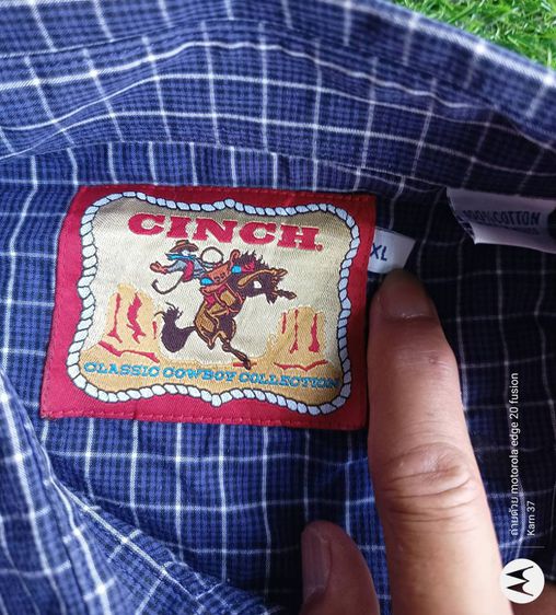 เสื้อเชิ้ตแนวคาวบอยแขนยาวสำหรับคนใหญ่คนโต ป้ายคอ CINCH MADE IN MEXICO SIZE XL  รูปที่ 3