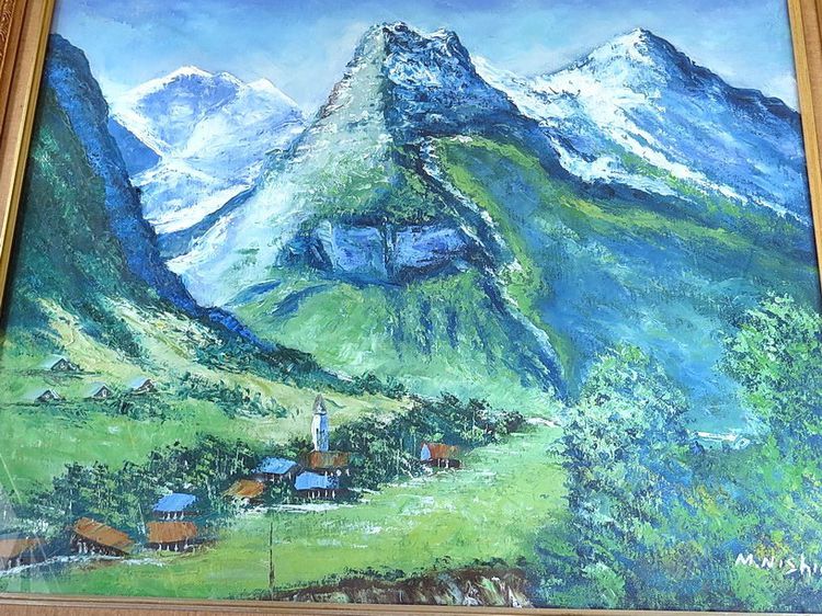 ภาพ ภูเขา ภาพวาดสีน้ำมัน บนผ้าใบ กรอบกระจก หลุยส์ สวยงาม รูปที่ 9