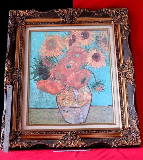 ภาพ ดอกทานตะวัน วินเซนต์ แวนโก๊ะ พร้อมกรอบกระจกหลุยส์ ภาพพิมพ์ ดอกทานตะวัน (Sunflowers) Vincent van Gogh