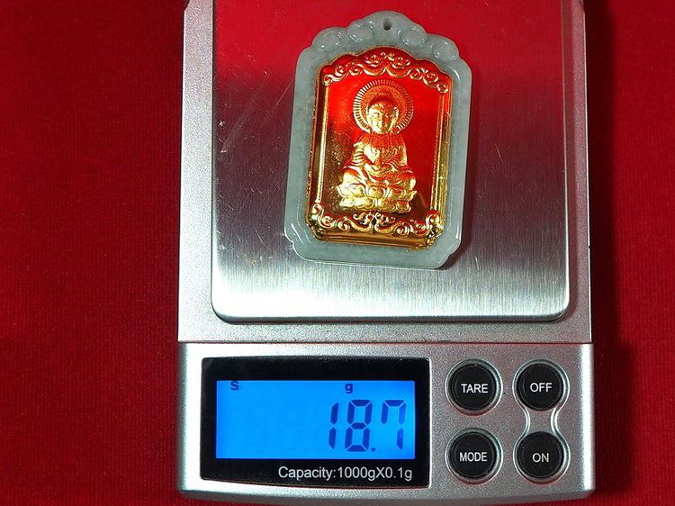 จี้ กวนอิม หยกเขียว แผ่นทอง หยกพม่า รูปที่ 8