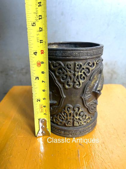 กระบอก ที่ใส่พู่กัน ทองเหลือง สะสมA1 รูปที่ 4