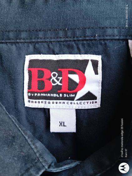 เสื้อเชิ้ตแนวคาวบอยแขนยาวสีดำ ป้ายคอ B D SIZE XL  รูปที่ 6