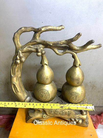 น้ำเต้าคู่ มงคล ทองเหลือง สะสม รูปที่ 6