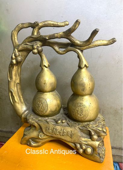 น้ำเต้าคู่ มงคล ทองเหลือง สะสม รูปที่ 3