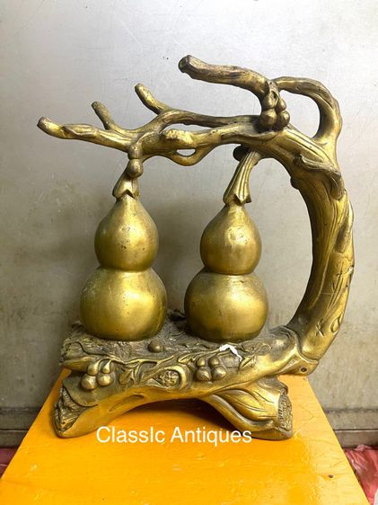 น้ำเต้าคู่ มงคล ทองเหลือง สะสม รูปที่ 7