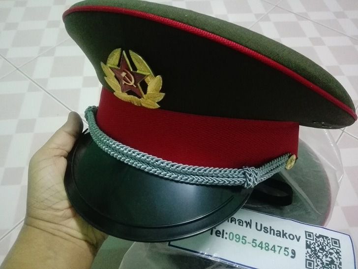หมวกทหารทรงหม้อตาล ค้อนเคียว แบบโซเวียต USSR  ปีกหมวกพลาสติกแข็ง รูปที่ 9