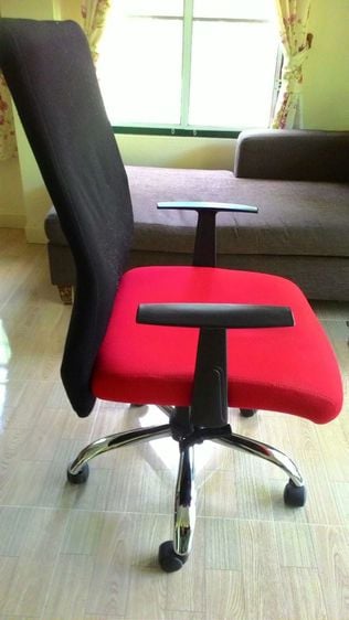เก้าอี้สำนักงาน ผ้าฝ้าย เก้าอี้ทำงานสไตล์โมเดิร์นสีแดง