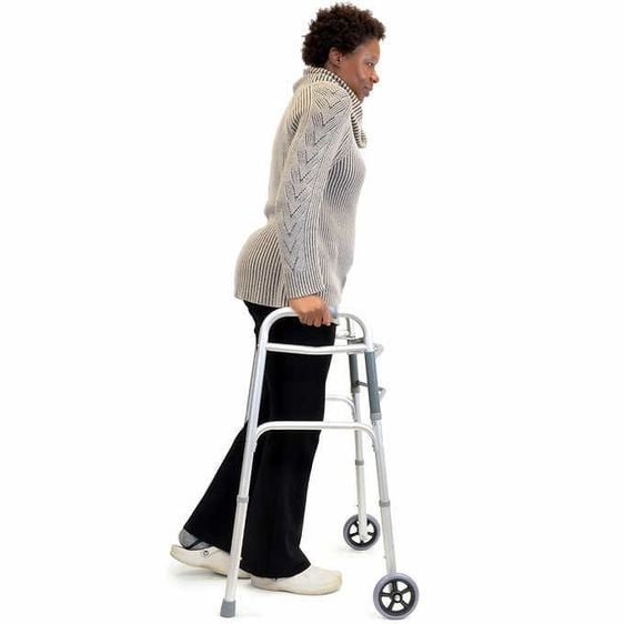 อุปกรณ์เพื่อสุขภาพ ที่หัดเดิน แบบมีล้อ พับได้ Aluminum Foldable Walker with Wheels