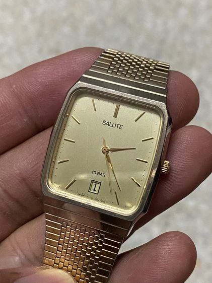 นาฬิกายี่ห้อ SALUTE  by  Orient  ของแท้มือสอง ทองสวย สายปรับขนาดได้ 700฿ รูปที่ 2