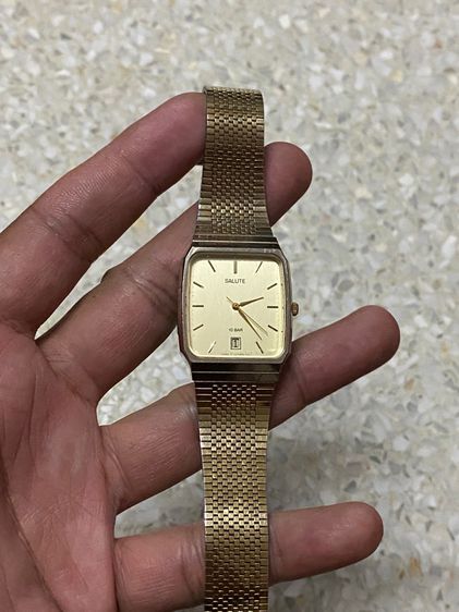 นาฬิกายี่ห้อ SALUTE  by  Orient  ของแท้มือสอง ทองสวย สายปรับขนาดได้ 700฿ รูปที่ 5